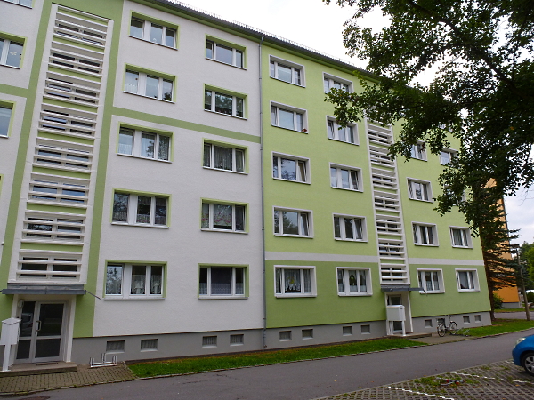 moderne, farbenfrohe Fassade